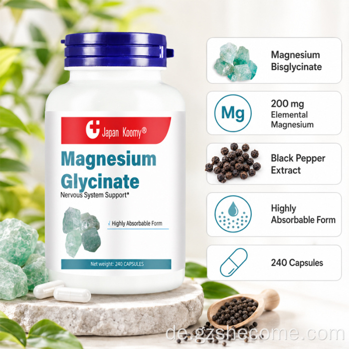 Shecome Magnesiumglycinat-Kapseln unterstützen das Nervensystem